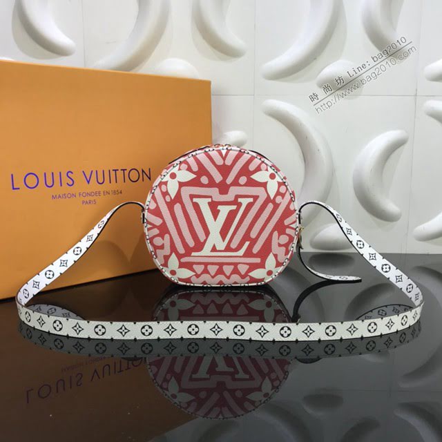 LV包包 LV新款女包 M52294紅印 2020春夏動物花紋圓形小挎包 Boite Chapeau Souple紅色印花手袋  ydh3732
